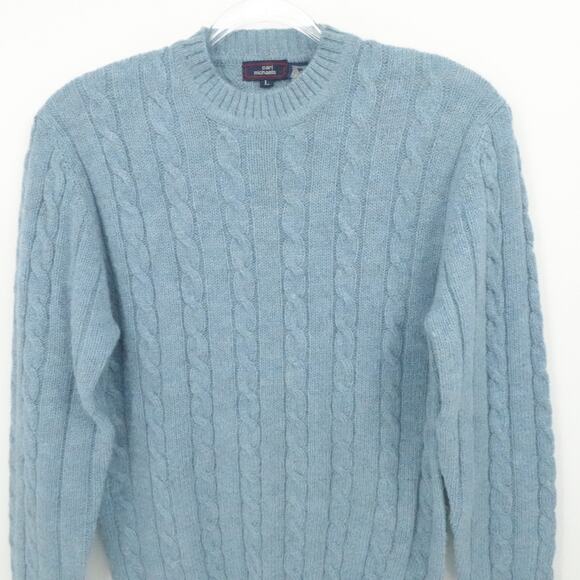 Vintage Carl Michaels Sweater Mens Large Shetland Wool Cable Knit Fisherman - Picture 6 of 10